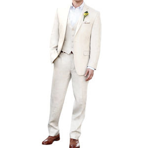 Calvin Klein Men's Slim Fit Linen 3-Piece  Suit Separates Tan Size 38R, 32/32